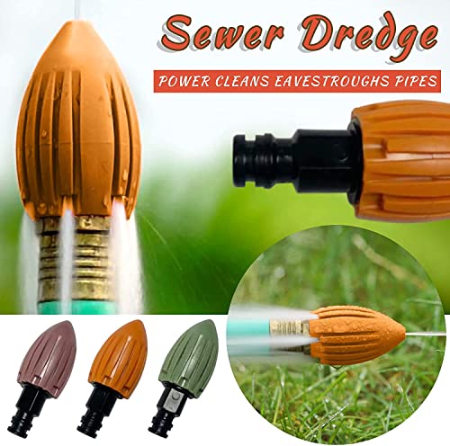 Risedrit The Water Rocket - Cleaning Nozzle, Pressure Washer Sewer Jetter Nozzle, for Garden Hose Sewer Cleaning Nozzle Quick Connector High Pressure Wash Head (Orange)