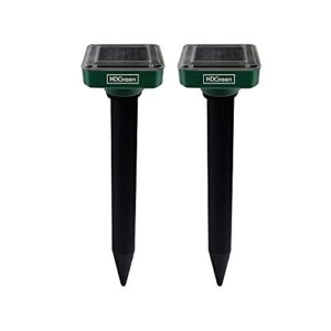 hdgreen solar-powered sonic pest repeller for moles and rodents, 2 pack,animal-safe repellent, waterproof and weather resistant, large outdoor coverage