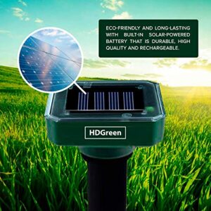 HDGreen Solar-Powered Sonic Pest Repeller for Moles and Rodents, 2 Pack,Animal-Safe Repellent, Waterproof and Weather Resistant, Large Outdoor Coverage