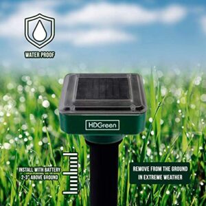 HDGreen Solar-Powered Sonic Pest Repeller for Moles and Rodents, 2 Pack,Animal-Safe Repellent, Waterproof and Weather Resistant, Large Outdoor Coverage
