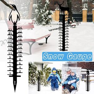 Holiday Snowflake Snowfall Measuring Gauge,35Inch Iron Art Snow Gauge - Handmade Metal Snow Measuring Stick Garden Stakes for Yard, Rain Gauge Outdoor Decoration Gift (B)