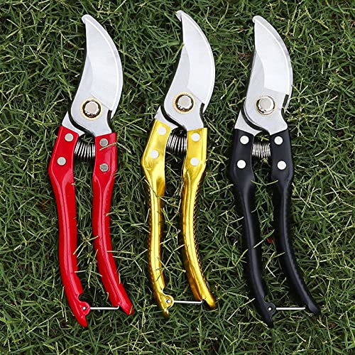 Generic Garden Secateurs Garden Scissors Pruning Shears Rust Proof High Carbon Steel SK5 Blade with Safety Lock Hand Secateurs & Pruning Scissors,Gold,One Size