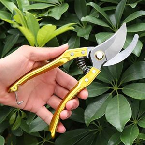 Generic Garden Secateurs Garden Scissors Pruning Shears Rust Proof High Carbon Steel SK5 Blade with Safety Lock Hand Secateurs & Pruning Scissors,Gold,One Size