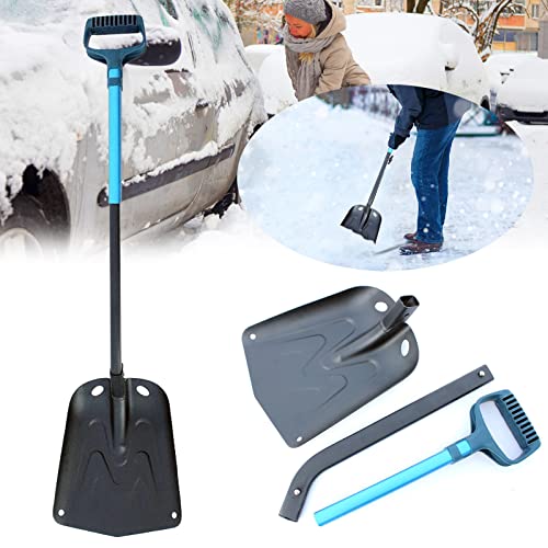 HPWRIU Natural Toilet Car Snow Shovel Large Capacity Foldable Lightweight Aluminum Alloy Telescopic Portable Snow Shovel Parent Child Play Snow Garden Camping Shovel Caulk Remover (Black, One Size)