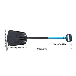 HPWRIU Natural Toilet Car Snow Shovel Large Capacity Foldable Lightweight Aluminum Alloy Telescopic Portable Snow Shovel Parent Child Play Snow Garden Camping Shovel Caulk Remover (Black, One Size)