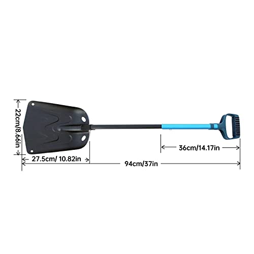 HPWRIU Natural Toilet Car Snow Shovel Large Capacity Foldable Lightweight Aluminum Alloy Telescopic Portable Snow Shovel Parent Child Play Snow Garden Camping Shovel Caulk Remover (Black, One Size)