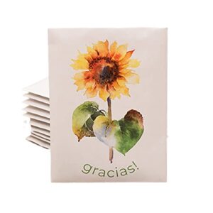 gracias! 25 sunflower seed packets for planting – helianthus flower seeds – garden seed to grow live plants – a beautiful gift that says thank you in spanish – bentley seed co.
