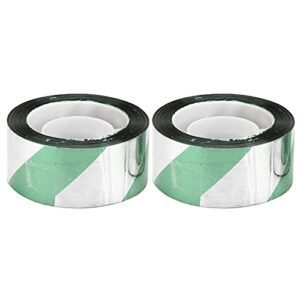 gloglow reflective scare birds tape, garden orchard accessories bird scare ribbon reflective scare tape thick for scare birds away(2 pieces of green silver, 80m)