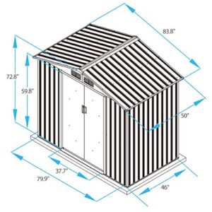 NBTiger 4.2’ x 7’ Large Outdoor Storage Shed, Sturdy Utility Tool Lawn Mower Equipment Organizer for Backyard Garden w/Gable Roof, Lockable Sliding Door, Vents - Grey