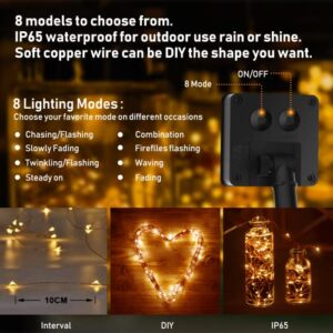 AZNOSUN Outdoor Solar String Lights, 2 Pack 120 led 39 feet Solar Fairy Lights LED Waterproof 8 Patterns Home Decoration Garden Trees Christmas Garden Terrace Party Lights