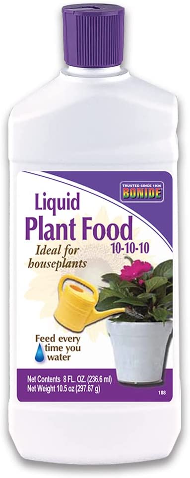 Bonide Houseplant Liquid Plant Food 10-10-10, 8 oz Concentrated Fertilizer for Indoors, Use Every Time You Water