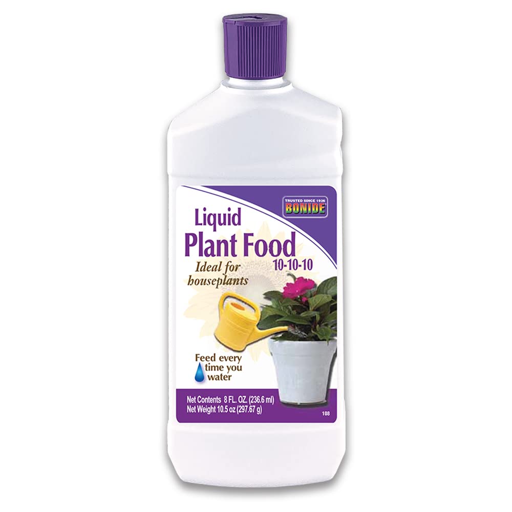 Bonide Houseplant Liquid Plant Food 10-10-10, 8 oz Concentrated Fertilizer for Indoors, Use Every Time You Water