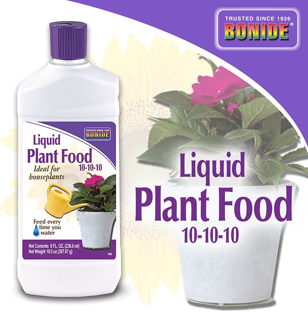 Bonide Houseplant Liquid Plant Food 10-10-10, 8 oz Concentrated Fertilizer for Indoors, Use Every Time You Water