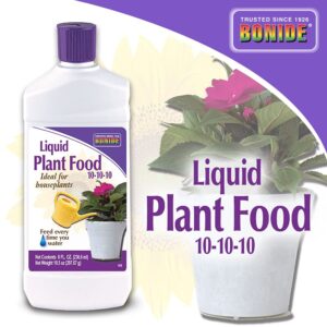 Bonide Houseplant Liquid Plant Food 10-10-10, 8 oz Concentrated Fertilizer for Indoors, Use Every Time You Water