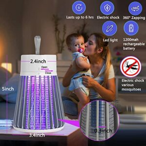 Kopests Electric Bug Zapper,Indoor Mosquito Zapper Portable Camp Mosquito Killer Rechargeable Bug Zapper Mosquitoes Light with Hanging Loop,360°Purple Light Mosquito Trap Up to 6 Hours of Battery