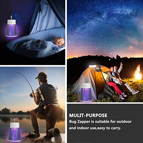 Kopests Electric Bug Zapper,Indoor Mosquito Zapper Portable Camp Mosquito Killer Rechargeable Bug Zapper Mosquitoes Light with Hanging Loop,360°Purple Light Mosquito Trap Up to 6 Hours of Battery