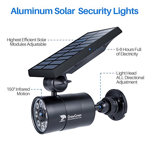 Solar Motion Lights Outdoor Aluminum 1400-Lumens 9W LED(130W Equi.), No Power Required Solar Flood Security Spot Lights for Camp Driveway Patio Path Garden, 100-Week Protection for 100% Free