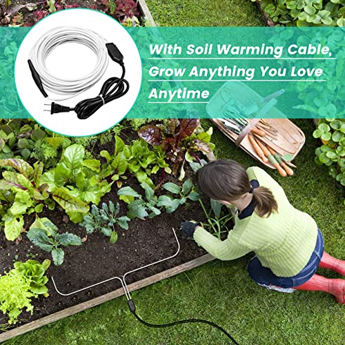 Soil Heating Cable, 49 ft Electric Soil Warming Cable for Garden, Soil, Cold Frame, Keep Soil Warm