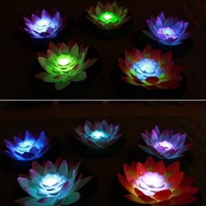 Luxshiny Outdoor Decor Pool Light LED Wishing Light Floating Lamp Floating Lily Flower Light Pool for Fish Tank Pool Garden Pond Water Fountain Hottub Wedding Decor Artificial Plants