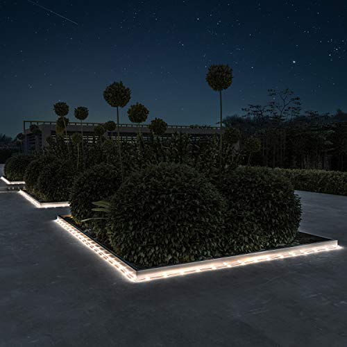 Pure Garden 50-LG1009 Outdoor Rope Solar Powered Cable String 100 LED Lights with 8 Modes for Patio, Backyard Garden, Events (Warm White)