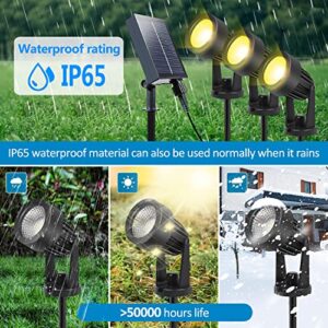 Solar Spot Lighs Outdoor Waterproof LED Solar Landscape Lights Warm White Color Changing Pathway Light Solar Powered Garden RGB Spotlights for Yard Fence Lawn Tree Lights(3Packs)