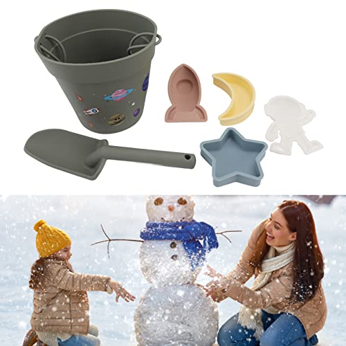 Silicone Snow Toys, Waterproof Snow Buckets and Shovels for Kids for Beach Snow Garden Backyard Sandpit (Green)