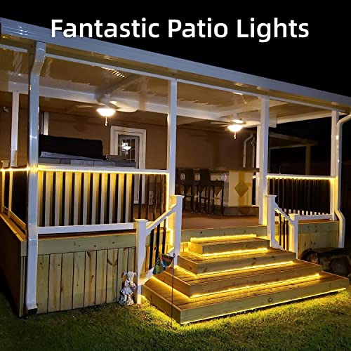 YEGUO Solar Rope Lights Outdoor Waterproof LED, 66ft 200 LED String Lights Outdoor, Clear PVC Tube Warm White Fairy Lights for Tree Deck Railing Patio Fence Balcony Porch Pool Path Yard Garden Camping