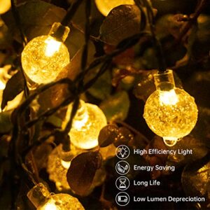 Solar String Lights Outdoor 46ft 100LED Crystal Globe Lights, Solar Powered with USB, IP67 Waterproof Patio Lights, 8 Modes, Outdoor Decoration for Pool Garden Patio Porch Party Christmas Wedding