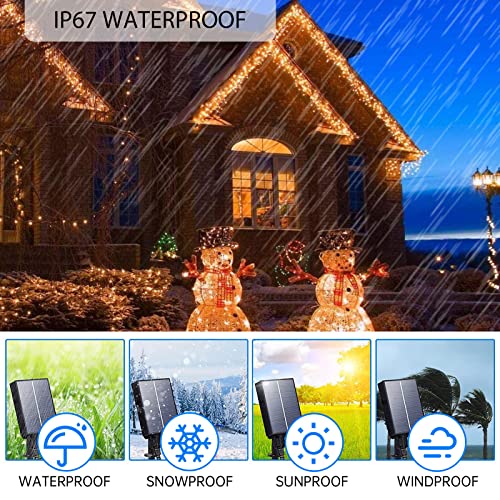 Solar String Lights Outdoor 46ft 100LED Crystal Globe Lights, Solar Powered with USB, IP67 Waterproof Patio Lights, 8 Modes, Outdoor Decoration for Pool Garden Patio Porch Party Christmas Wedding