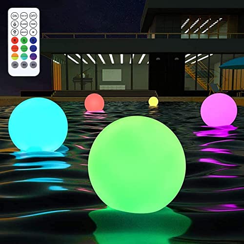 A2B 4pcs Floating Pool Lights with 16 Colors and 4 Modes Pool Lights Ball IP68 Waterproof LED Glow Globe Remote Control Light-up Floating Globe Light with Timers for Pool Beach Garden A2B