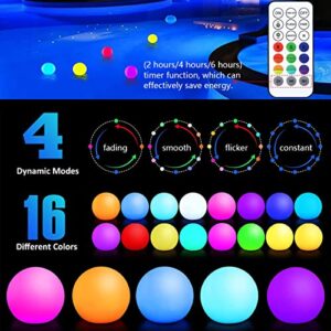 A2B 4pcs Floating Pool Lights with 16 Colors and 4 Modes Pool Lights Ball IP68 Waterproof LED Glow Globe Remote Control Light-up Floating Globe Light with Timers for Pool Beach Garden A2B