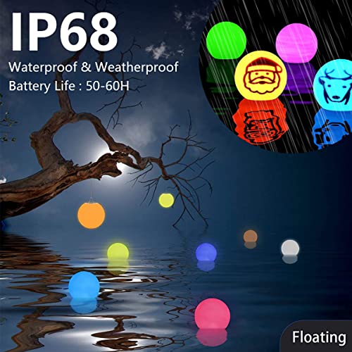 A2B 4pcs Floating Pool Lights with 16 Colors and 4 Modes Pool Lights Ball IP68 Waterproof LED Glow Globe Remote Control Light-up Floating Globe Light with Timers for Pool Beach Garden A2B