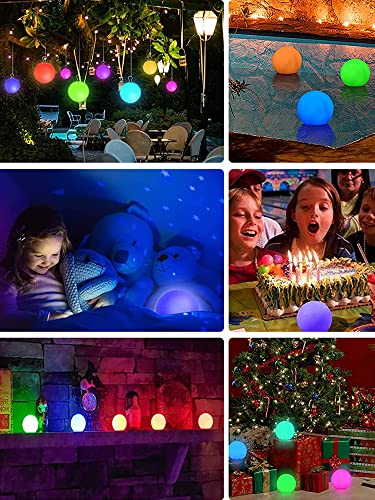 A2B 4pcs Floating Pool Lights with 16 Colors and 4 Modes Pool Lights Ball IP68 Waterproof LED Glow Globe Remote Control Light-up Floating Globe Light with Timers for Pool Beach Garden A2B