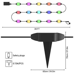 Suertree Outdoor Garden Lights,39 ft Multicolor RGB Pathway Lights,15 Pack Outdoor IP 67 Waterproof Decorative Lights,App & Remote Control Garden Lawn Lights Yard Patio Pathway Decoration