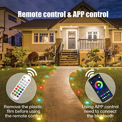 Suertree Outdoor Garden Lights,39 ft Multicolor RGB Pathway Lights,15 Pack Outdoor IP 67 Waterproof Decorative Lights,App & Remote Control Garden Lawn Lights Yard Patio Pathway Decoration