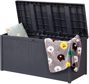 wonlink plastic deck box – waterproof 120 gallon outdoor patio garden furniture (grey)