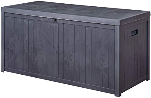 Wonlink Plastic Deck Box - Waterproof 120 Gallon Outdoor Patio Garden Furniture (Grey)