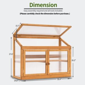 MCombo 2-Tier Wooden Cold Frame Garden Greenhouse Raised Flower Planter Shelf Bed Protection 6057-0160 (Orange)