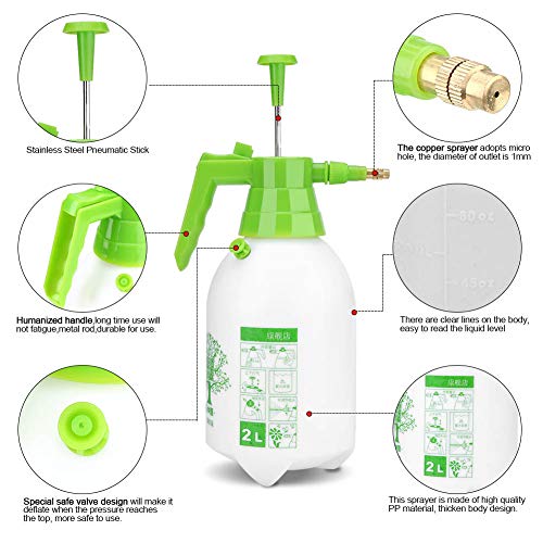 2L PP Manual Pressurized Water Sprayer Spray Gun Sprinkler Tool Safe Valve Design for Garden Lawn Plant