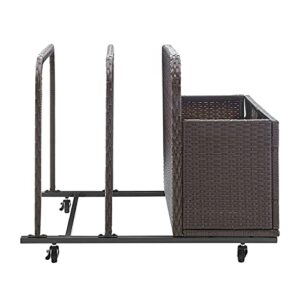 Barton Rolling Toy Caddy All-Wicker Outdoor Patio Furniture Organizer Wicker Box Float Deck Rolling Holder Bench