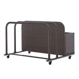 Barton Rolling Toy Caddy All-Wicker Outdoor Patio Furniture Organizer Wicker Box Float Deck Rolling Holder Bench