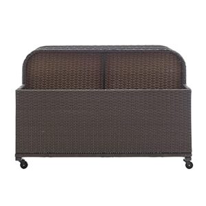 Barton Rolling Toy Caddy All-Wicker Outdoor Patio Furniture Organizer Wicker Box Float Deck Rolling Holder Bench
