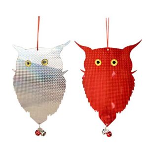 2pcs owl-shaped reflectors hanging reflective scarecrow woodpecker deterrent for house windows gardens