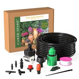 drip irrigation kit garden irrigation system with distribution tubing hose adjustable nozzles 82ft 1/4″ blank distribution hose automatic watering drip kit irrigation kit for garden indoor plants