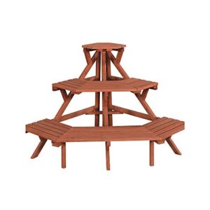 Leisure Season QPS3826 3-Tier Quarter Corner Plant Stand - Indoor and Outdoor Flower Pot Stands - Wooden Multi-Level Rack for Orchid Planters, Succulent Plants - Storage, Garden Ladder Shelf for Pots