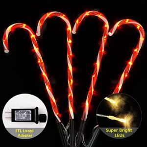 LED Christmas Candy Cane Pathway Marker Lights Set of 10 Xmas Decorations Outdoor Stake Light with 8 Lighting Modes Supper Bright for Walkway Patio Garden Decor