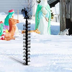 24 Inch Snow Gauge Outdoor, Meter Snow Hand Made Snow-Fall Measuring Gauge, Snow Meter Ruler with Number, Decorative Snow Rain Depth Measuring Metal Stake for Outdoor Garden Yard (Chimpanzees)