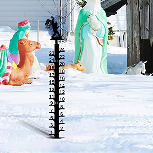 24 Inch Snow Gauge Outdoor, Meter Snow Hand Made Snow-Fall Measuring Gauge, Snow Meter Ruler with Number, Decorative Snow Rain Depth Measuring Metal Stake for Outdoor Garden Yard (Chimpanzees)