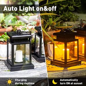 Sunklly Hanging Solar Lanterns Outdoor - 4 Pack Solar Candle Flickering Lights Waterproof Led Hanging Solar Lanterns Lights for Garden, Patio, Umbrella, Tent, Tree, Yard, Deck, Camping (Warm Light)