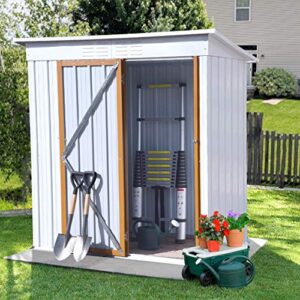 shed gr 5 x 3 feet outdoor storage shed, galvanized metal garden shed with lockable door, tool storage shed for patio lawn backyard trash can